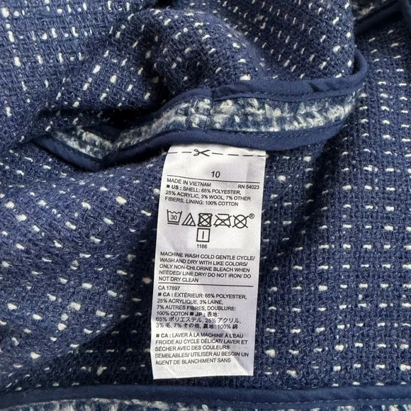 Banana Republic Blue Tweed Belted Blazer Size 10 - Picture 7 of 8